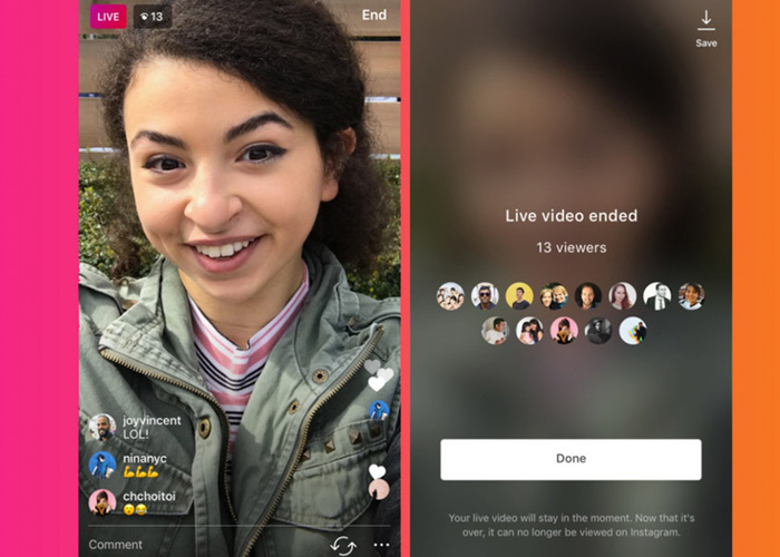 Live videos on Instagram