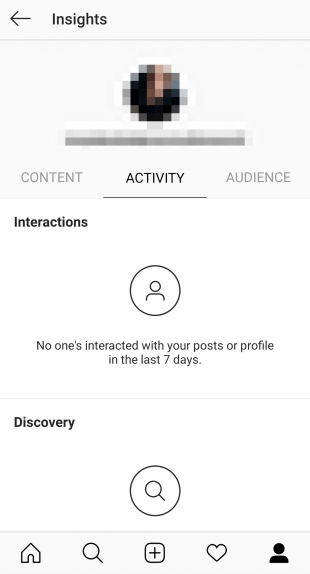Activity tab, which shows you all the interactions that people have had with your profile.