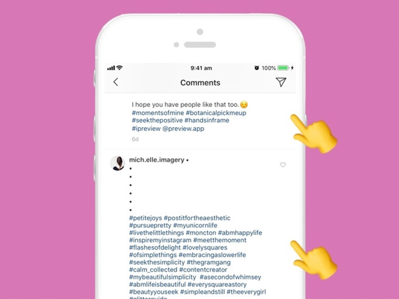 there are two ways to add hashtags. first one is in captions and the second one is in comments