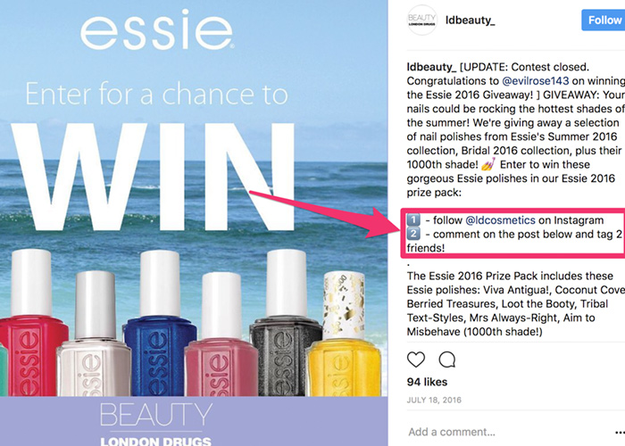 Instagram Growth by holding contests