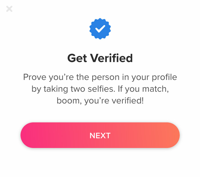 What does a verified blue checkmark mean on Tinder?