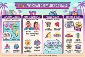 GTA 6 Attractive Features: Map Scale, Gameplay Details, and 2026 Release Info