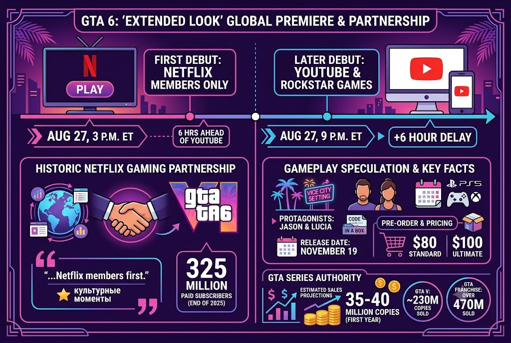 GTA 6 'Extended Look' Trailer to Premiere on Netflix Before YouTube