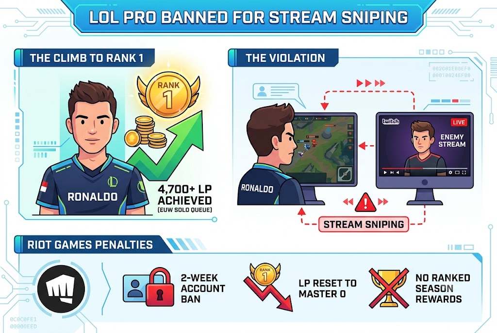 LoL Pro Banned for Stream Sniping After Reaching Rank 1