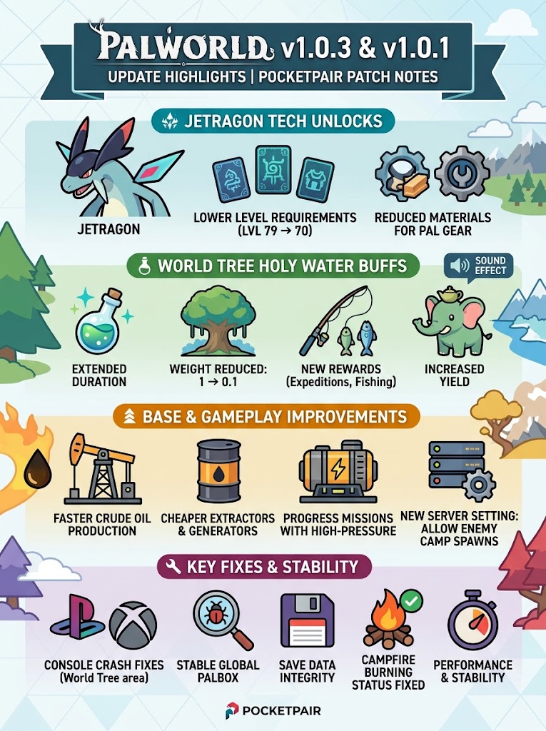Palworld v1.0.3 & v1.0.1 Updates: Pocketpair Patch Notes