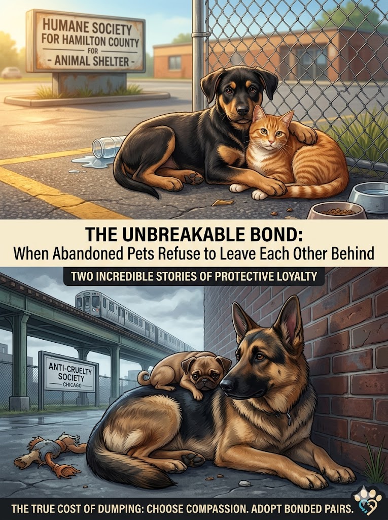 bonded pets dumped outside shelter