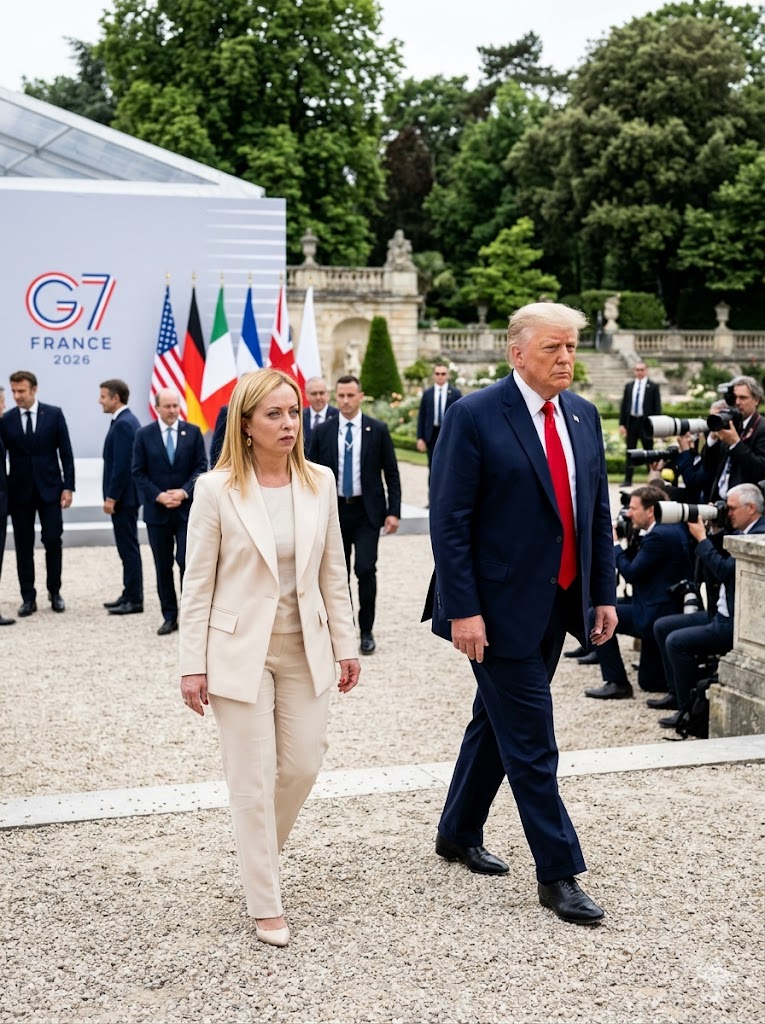 trump meloni g7 photo claim