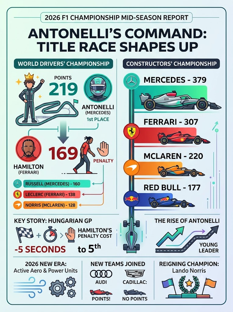 2026 F1 Standings: Antonelli Commands Title Race as Hamilton Stumbles