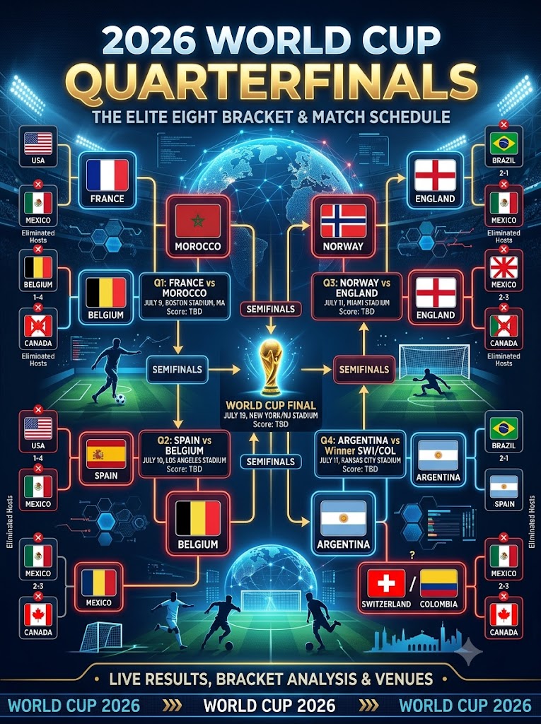 2026 World Cup Schedule: Quarterfinals Set as Co-Hosts Crash Out in Historic Round of 16