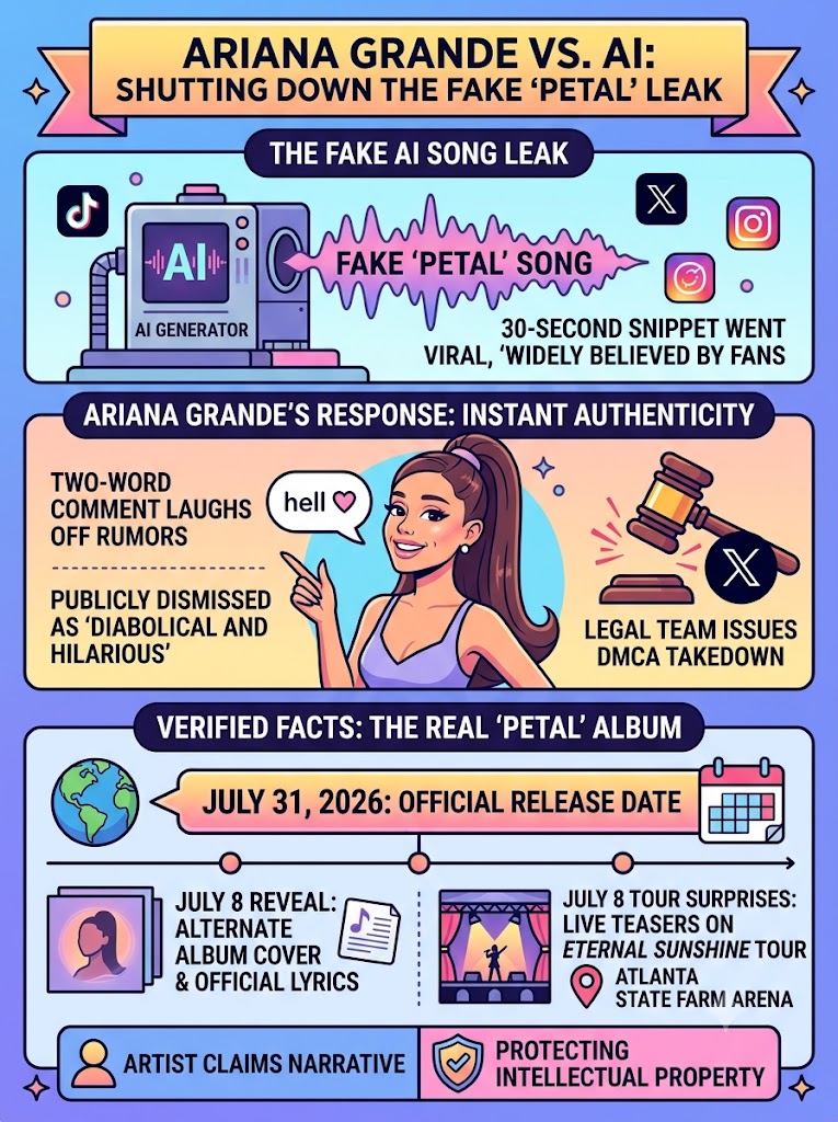 Ariana Grande Laughs Off Fake AI ‘Petal’ Leak With Two-Word Response