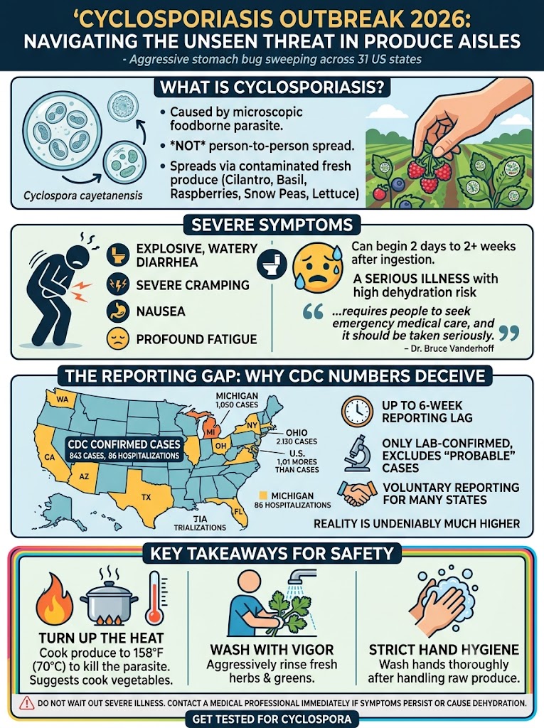 Cyclosporiasis Outbreak 2026: Symptoms, the CDC Map, and How to Stay Safe
