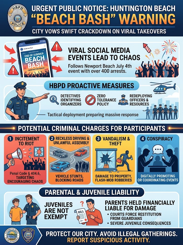 Huntington Beach ‘Beach Bash’ Warning: Police Crack Down on Viral Takeover