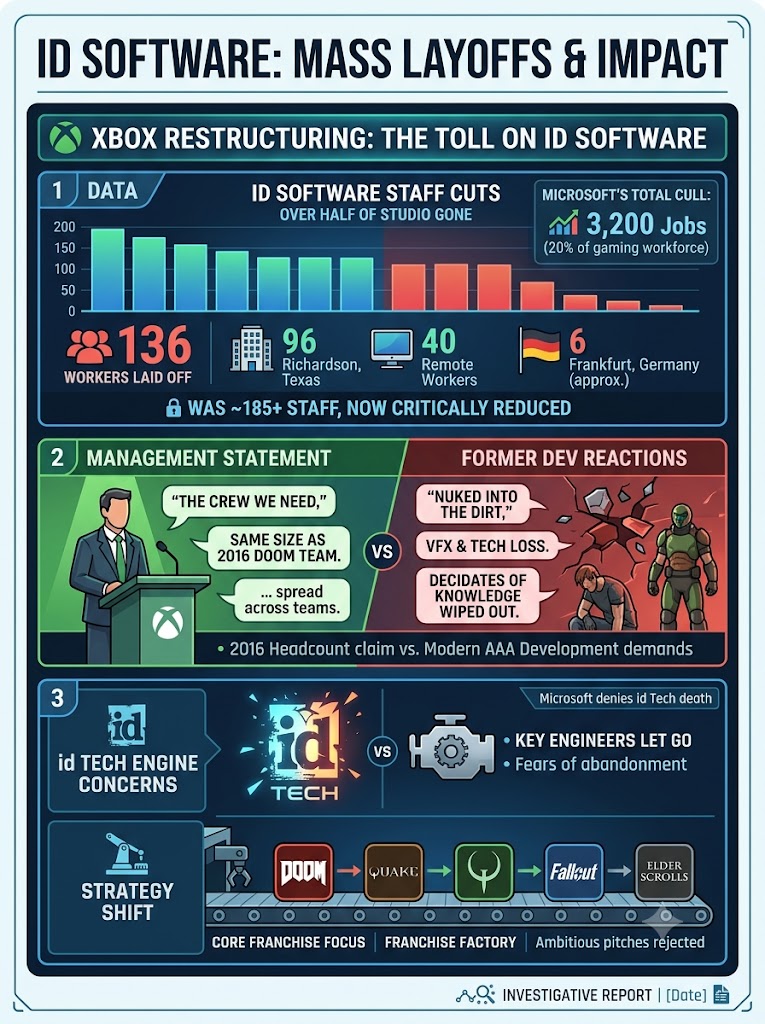 Xbox Layoffs Gut DOOM Studio id Software: 136 Jobs Cut Amid Engine Fears