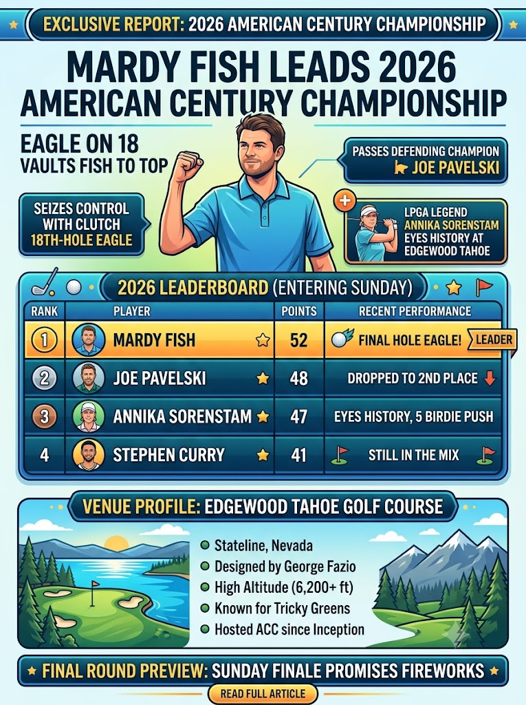 Mardy Fish Seizes Control at 2026 American Century Championship: Leaderboard & Final Round Preview