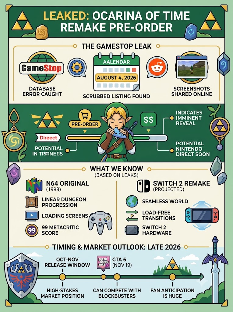 Zelda Ocarina of Time Remake Pre-Order Leak: August 4 Date Spotted