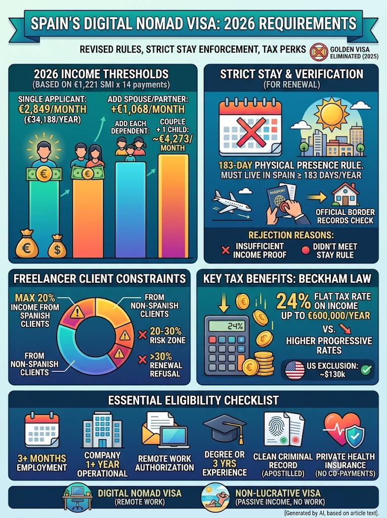 Spain Digital Nomad Visa 2026: New Income Rules and Strict Stay Requirements