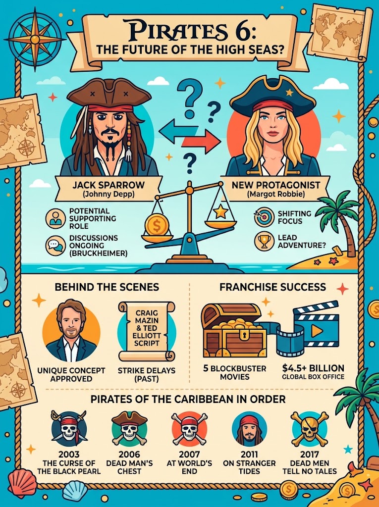 Pirates 6 Plot Details: Will Johnny Depp’s Jack Sparrow Take a Backseat to Margot Robbie in the New Reboot?