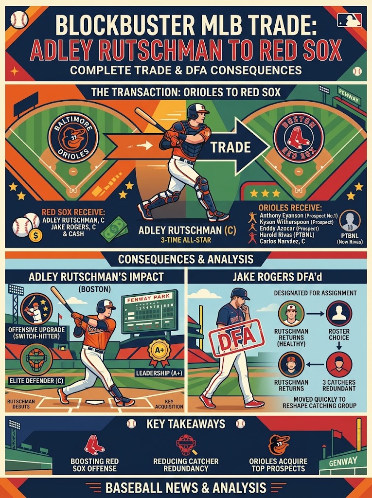 Adley Rutschman Boston Red Sox Trade Complete: Jake Rogers DFA’d