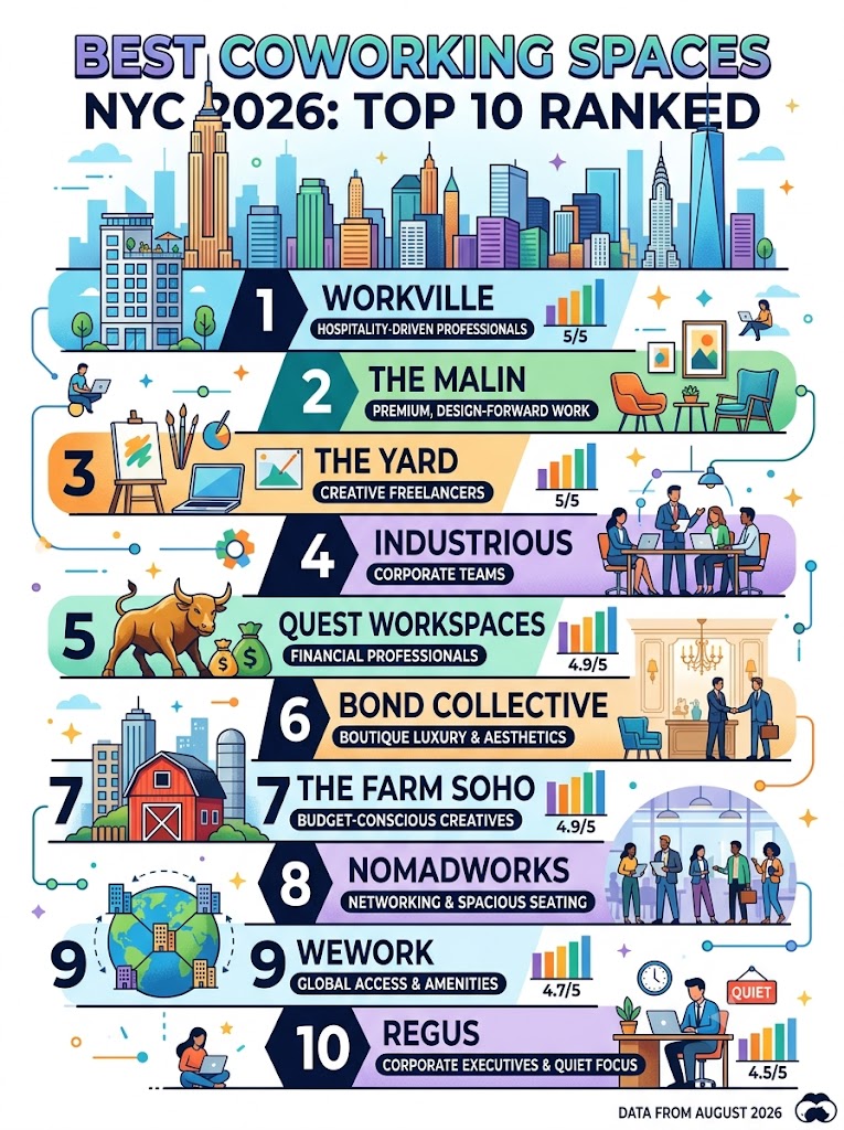 The 10 Best Coworking Spaces in New York City: 2026 Ranked Data