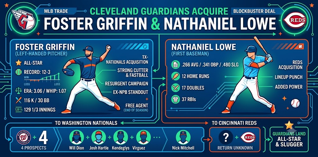 Cleveland Guardians Trade for Nationals All-Star Foster Griffin in Blockbuster Deal