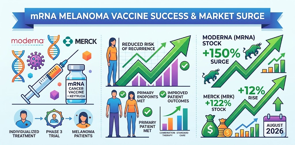 Moderna Stock Surges 177% as mRNA Melanoma Vaccine with Merck Succeeds in Phase 3 Trial