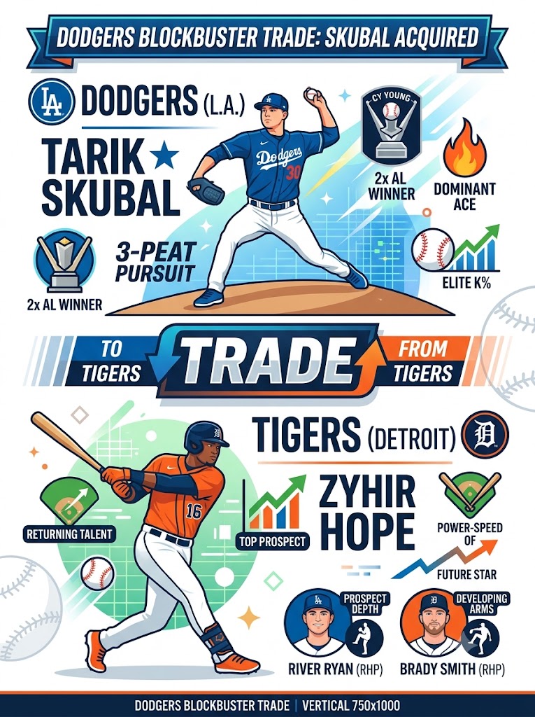 Dodgers Blockbuster: Tarik Skubal Traded for Zyhir Hope