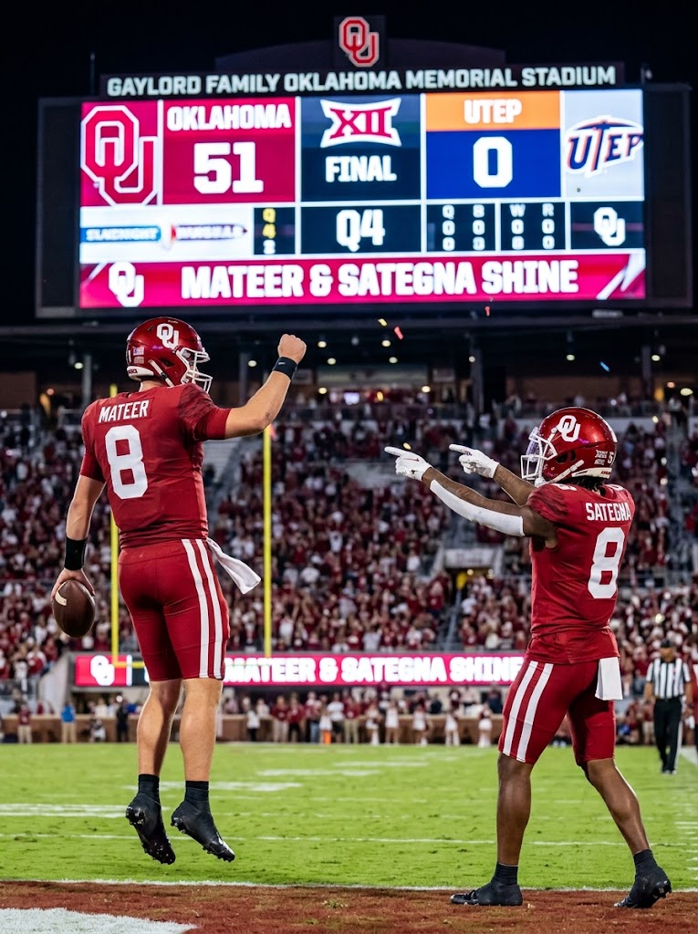 Oklahoma Sooners Football Dominates UTEP 51-0: Mateer & Sategna Shine