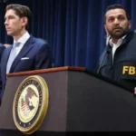 FBI Director Kash Patel leads news conference to announce arrests tied to illegal sports betting and poker game schemes, in New York City on October 23, 2025.