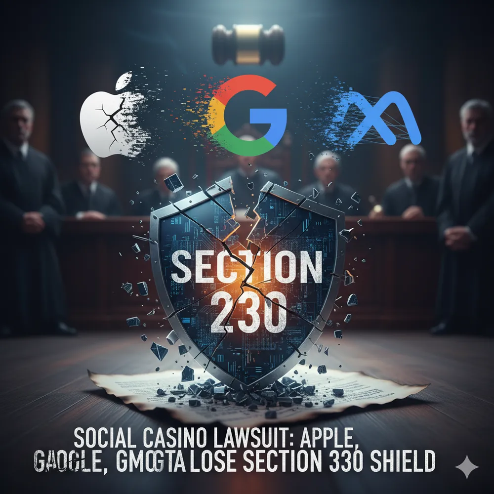 Social Casino Lawsuit Apple Google Meta Lose Section 230 Shield