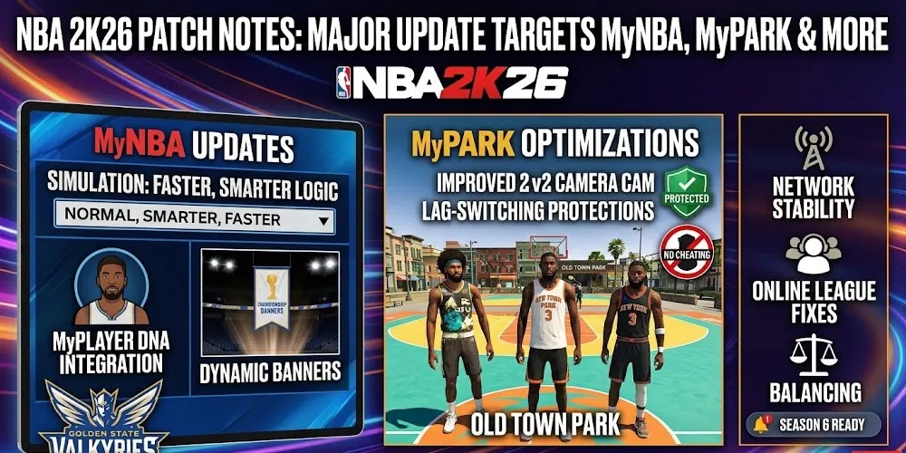 NBA 2K26 Patch Notes: Major Update Targets MyNBA, MyPark, and Anti-Cheat