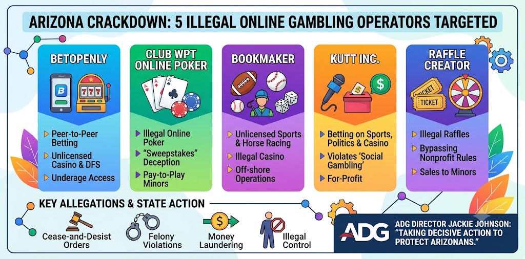 Arizona Cracks Down on 5 Online Gambling Sites: Sweepstakes and Poker in the Crosshairs