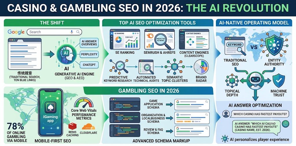 Casino & Gambling SEO in 2026: How AI Optimization Tools Are Rewriting the Rules