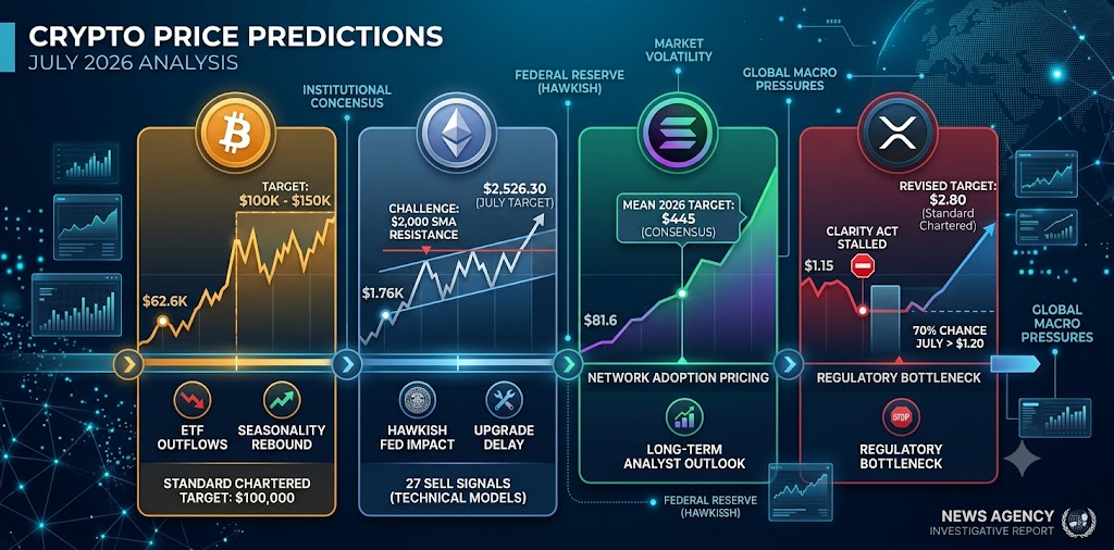 Crypto Price Predictions July 2026: Bitcoin, Ethereum, Solana, and XRP Analysis
