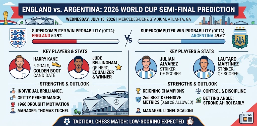 England vs. Argentina 2026 Prediction: World Cup Semi-Final Odds & Preview