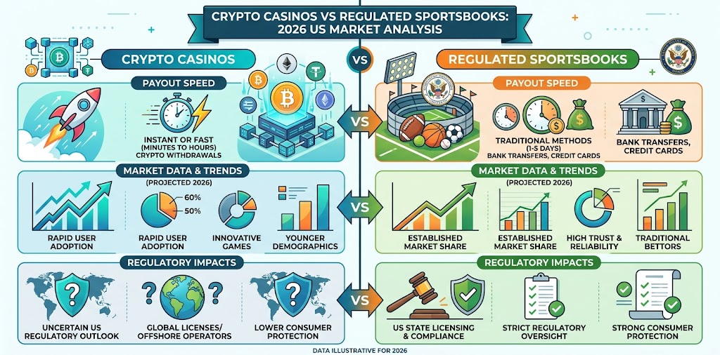 Crypto Casinos vs Regulated Sportsbooks: 2026 US Market
