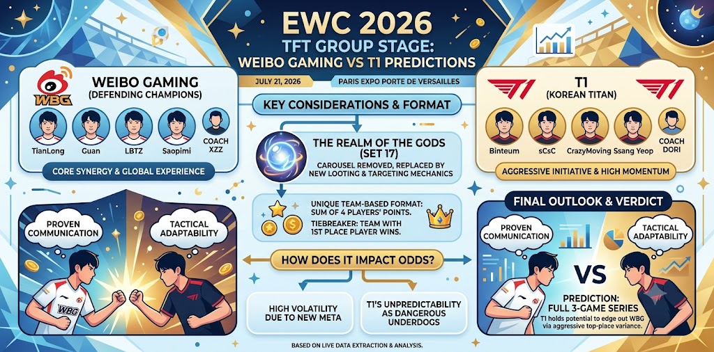 EWC 2026 TFT Group Stage: Weibo vs T1 Predictions & Betting Analysis