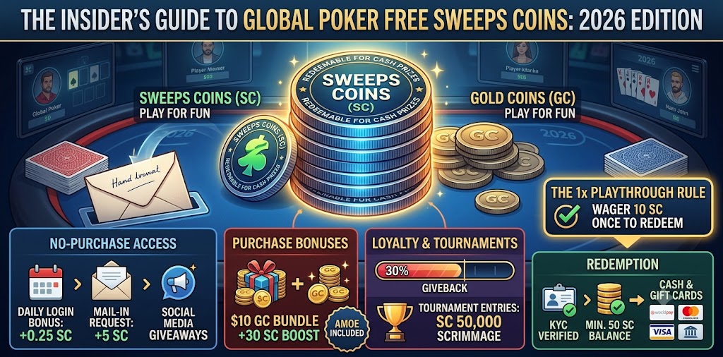global poker free sweeps coins
