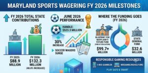 Maryland Sports Wagers Climb 48.8% in FY 2026