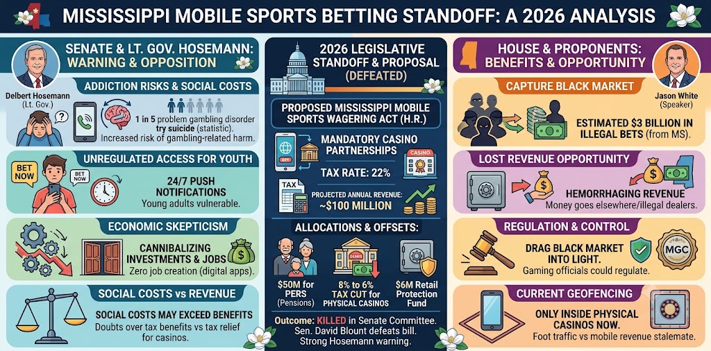Mississippi’s Mobile Betting Standoff: Why Lt. Gov. Hosemann is Pushing Back on the Digital Gold Rush