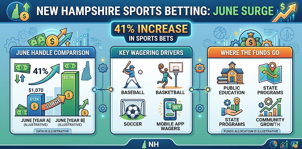 New Hampshire Sports Betting Surges 41% to $71M in June