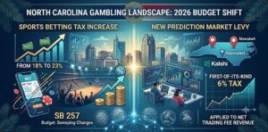 North Carolina’s newly unveiled 2026 budget raises the state’s online sports betting tax to 23% and introduces a first-of-its-kind 6% levy on prediction market platforms, radically altering the local gambling landscape.