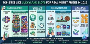 Top Sites Like LuckyLand Slots for Real Money Prizes in 2026