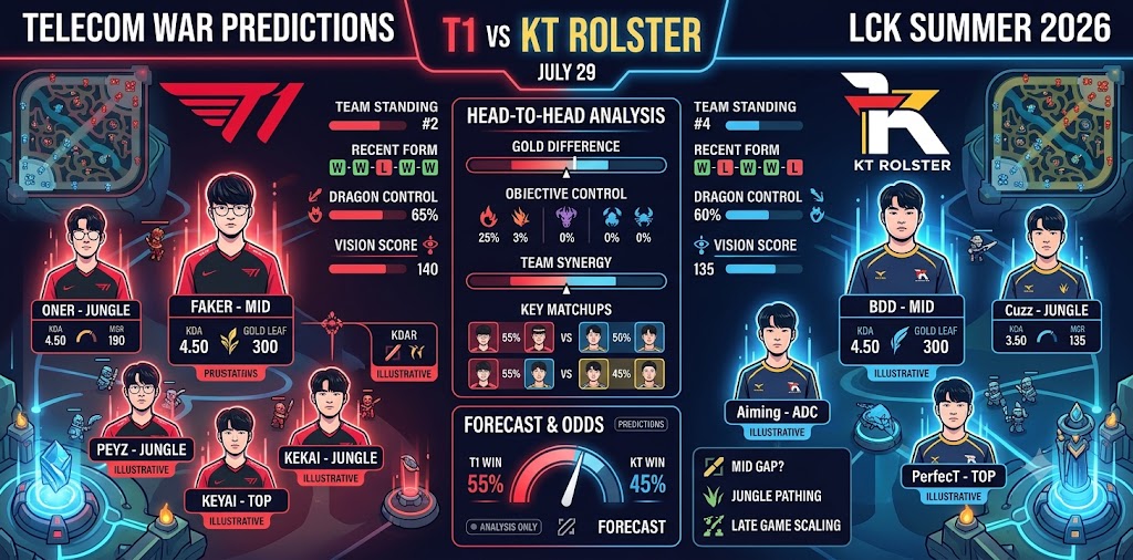 T1 vs. KT Rolster Predictions: LCK Summer 2026 Telecom War Odds & Game Analysis