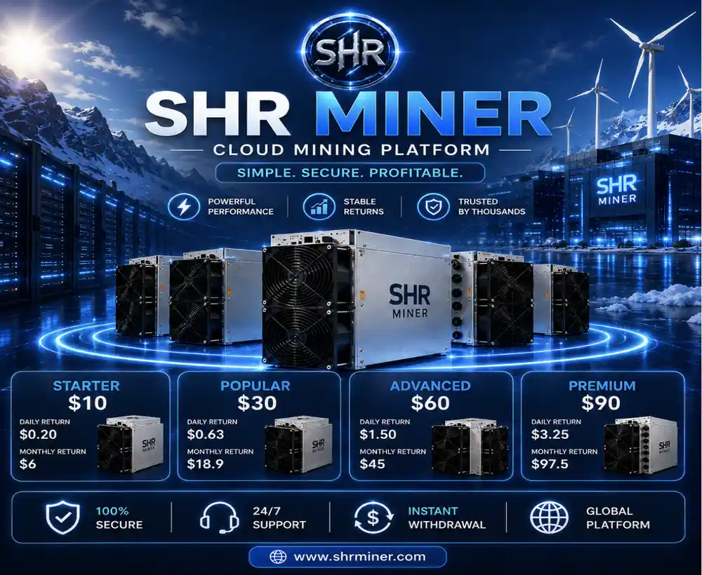 SHR Miner has launched a free cloud mining service for holders of BTC, XRP, and ETH