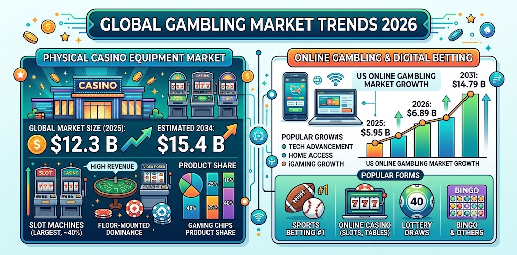 Casino Gaming Equipment & Online Gambling Market Trends 2026