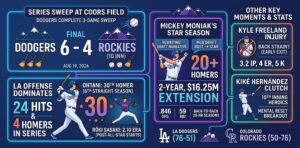 Dodgers vs Rockies: Los Angeles Completes Coors Field Sweep as Mickey Moniak Reaches 20-Homer Milestone