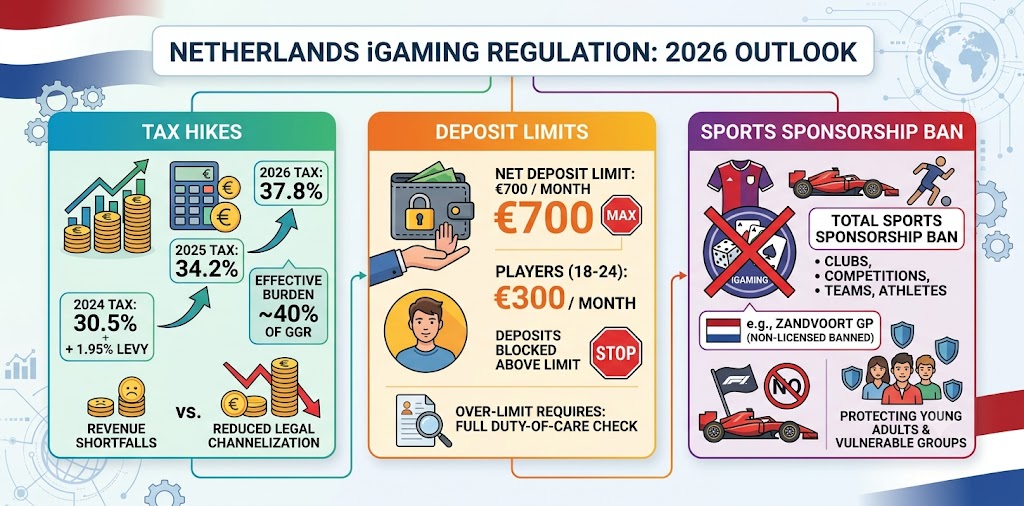 Netherlands iGaming 2026: Tax Hikes, Deposit Limits, and the Sports Sponsorship Ban