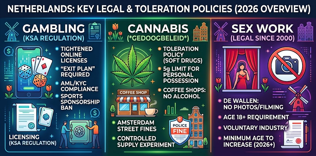 Netherlands Laws 2026: Gambling, Cannabis & Sex Work