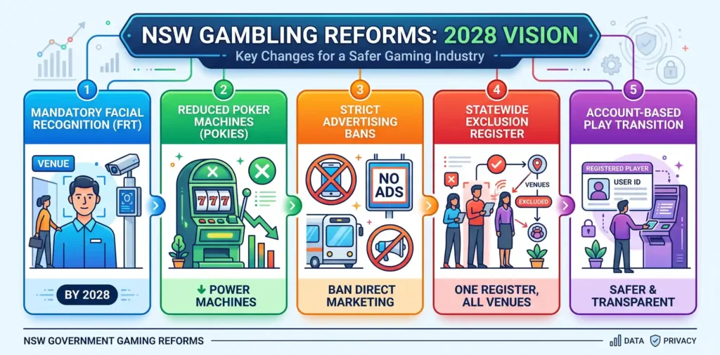 Sweeping NSW Gambling Reforms Target Pokies, Ads, and Mandate Facial Recognition by 2028