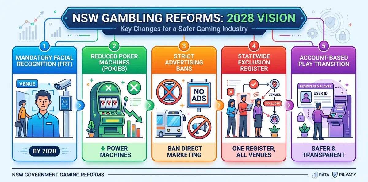 Sweeping NSW Gambling Reforms Target Pokies, Ads, and Mandate Facial Recognition by 2028